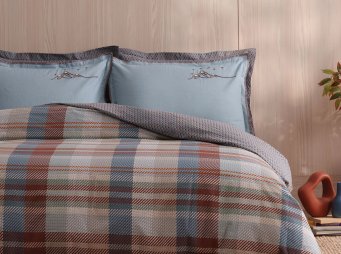 �ift Ki�ilik Puffy Haus Ranforce Nevresim Tak�m� - Mavi